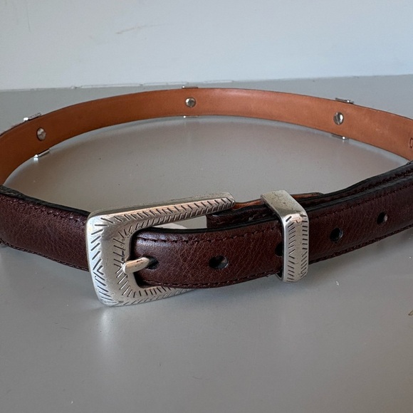 Brighton Haircalf Leather Belt Multicolor Brown Red Black Silver Buckle Size 30